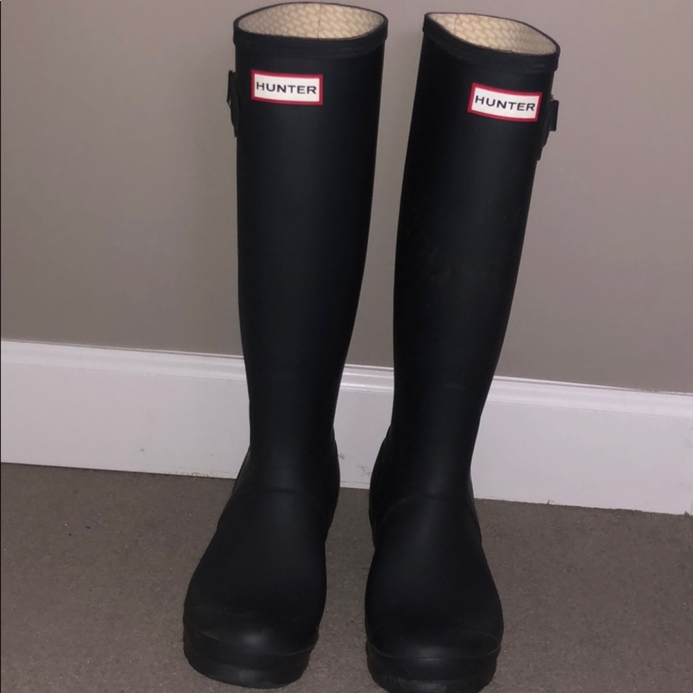 Matte Navy Hunter boots size 7